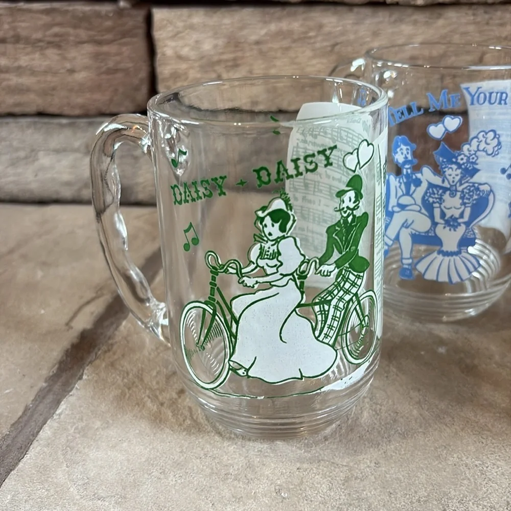 Vintage 1950s Hazel Atlas collectors glass mugs